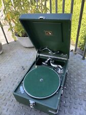 HMV 102 Gramophone Green Wind up 78 shellac record player Grammophone portable
