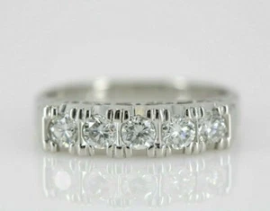 Platinum 0.5 TCW VS2/G Diamond Wedding Band Ring Size 5.75 ~ 4.5 grams - Picture 1 of 11