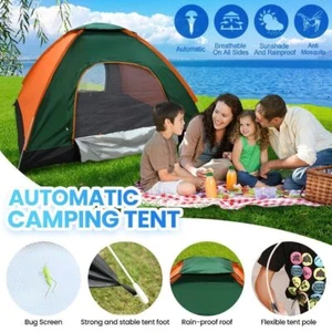 3-4 Man Automatic Instant Double Door Pop Up Camping Tent Waterproof Outdoor AUS - Picture 1 of 11