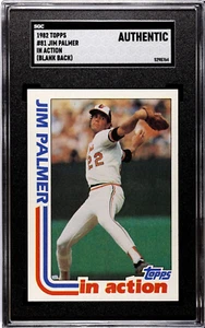 1982 Topps #81 Jim Palmer Blank Back Error Baseball Card SGC Authentic Orioles - Picture 1 of 2