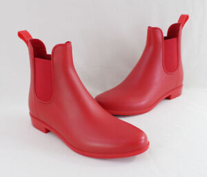 Sam Edelman Tinsley Matte Red Rubber Rain Ankle Boots Bootie Shoe Size 8