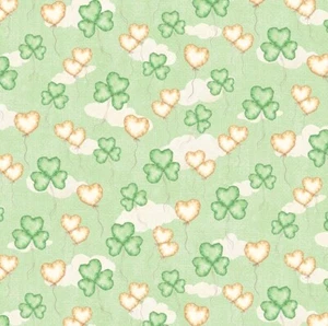 Quilting Treasures - St Pats & Cats - Shamrock Balloons - Green, Fabric BTY - Picture 1 of 5