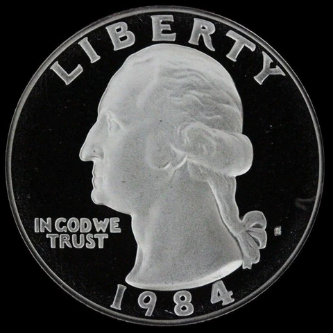 1984 S Washington Quarter Gem Deep Cameo Clad PROOF US Mint Coin Cover
