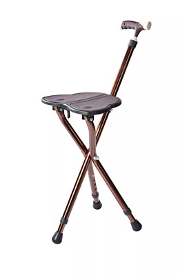Gehstock mit Sitz Fläche Spazierstock Stuhl klappbar höhenverstellbar Aluminium - Bild 1 von 4