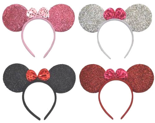 Haarreifen Mausohren Fasching Karneval Minnie Mouse Glitzer Maus Ohren Haarreif  - Bild 1 von 1