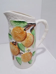 VTG 8" JUICE PITCHER MAJOLICA-BASKET WEAVE PATTERN JAPAN - Picture 1 of 10