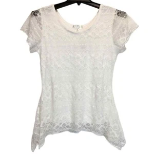Shannon Ford New York Women`s Size M White Lace Top Sheer Romantic Boho Blouse - Picture 1 of 5