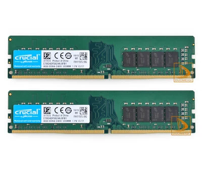 16GB Crucial 2X 8GB PC4-2400T DDR4 2400MHz 288Pin UDIMM Desktop Memory RAM /*- - Image 1 of 4