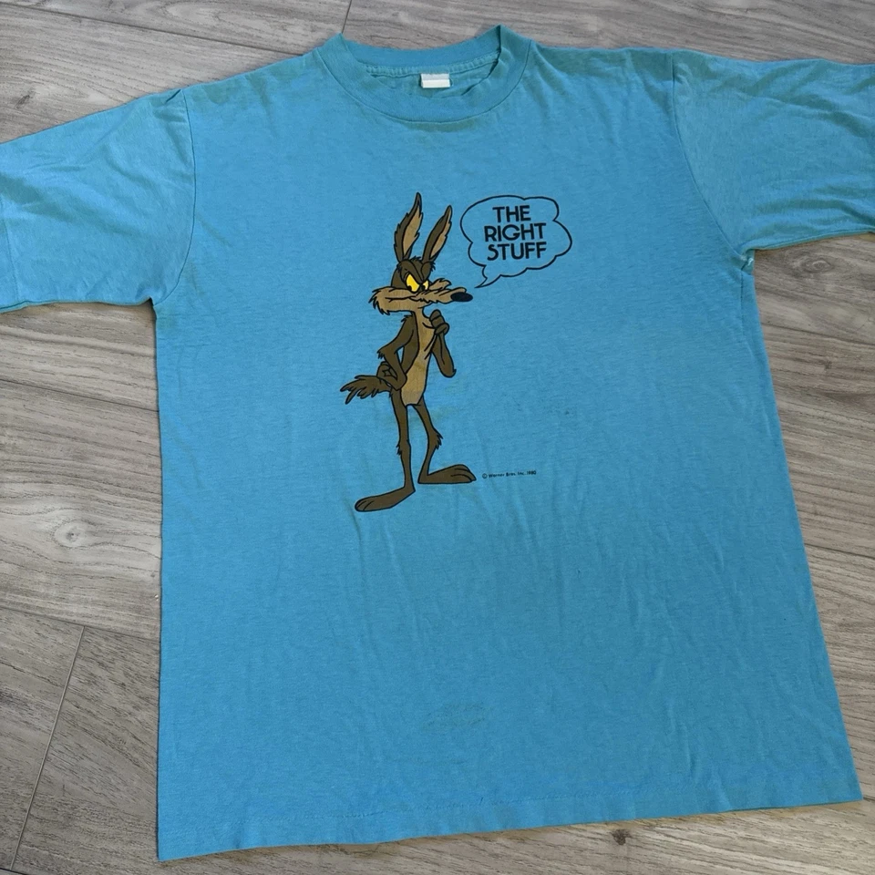 Camiseta vintage años 80 Wile E Coyote The Right Stuff 1980 dibujos animados Foto 1 de 4