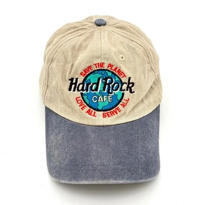 Hard Rock Cafe Barcelona Cap Hat Beige Blue Save Planet Love All Serve - Image 1 of 3