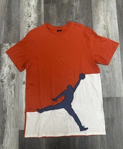 Y2K Air Jordan Shirt Mens Sz Large Orange Embroidered Tee Jumpman Streetwear - Picture 1 of 6