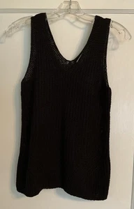 Maglione/top donna LOFT senza maniche doppio scollo a V nero in maglia taglia S - Foto 1 di 3