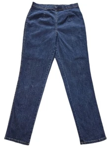 Vintage White Stag Dark Wash Denim Elastic Waist Ankle Jeans Women's Size L - Picture 1 of 10