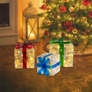 Modern Christmas Lighted Gift Boxes Box Ornament for Christmas Decorations NEW - Picture 1 of 14