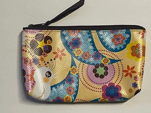 DOT RETRO BIRD MAKEUP CASE COSMETIC BAG POUCH PENCIL CLUTCH - Picture 1 of 2