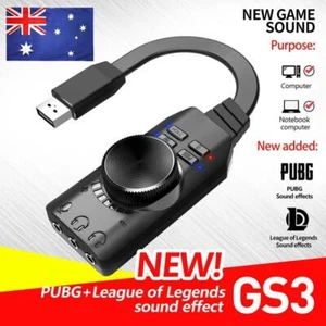 GS3 7.1 Channel Sound Card Adapter External USB Audio 3.5mm Headset for PC - Afbeelding 1 van 7