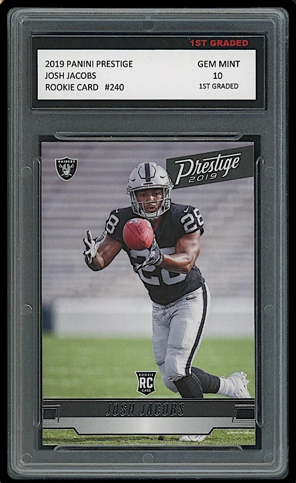 JOSH JACOBS 2019 PANINI PRESTIGE 1ST GRADED 10 NFL ROOKIE CARD LAS VEGAS RAIDERS - Image 1 of 1