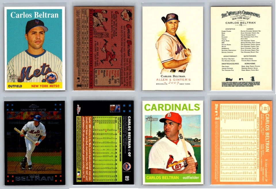 Carlos Beltran 4 Card Lot - Royals Astros Mets Giants Cardinals Yankees Rangers  - Image 1 of 1