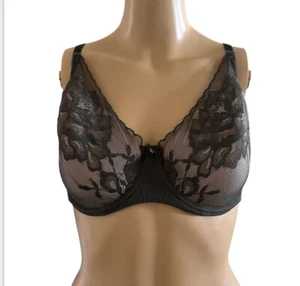 Natori Flora Contour Bra Underwired Gray Nude Mesh Lace Lightly Lined Size 34DDD - Picture 1 of 5