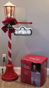 56" Snowfall Holiday Lamp Post Animated with LED Lights Music and Blowing Snow - Picture 1 of 6