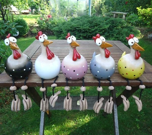 Witzig Keramik Huhn Gartenstecker Henne Hahn Hühner Vogel Kantensitzer Handmade - Bild 1 von 23