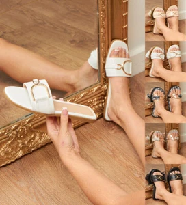Sandalias planas deslizantes para mujer Mules para mujer y mujer - Imagen 1 de 31