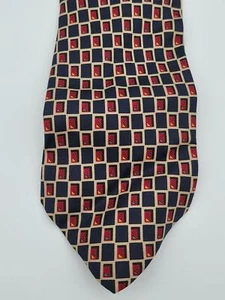 Corbata Preswick & Moore para hombre negra/roja/dorada con patrón de cuadros - nueva sin etiquetas - Imagen 1 de 4