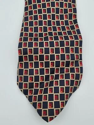 Corbata Preswick & Moore para hombre negra/roja/dorada con patrón de cuadros - nueva sin etiquetas Foto 1 de 4