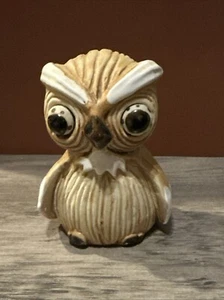Quirky Ceramic Owl Bulging Eyes Marked Japan 3.5” Tall - Picture 1 of 4
