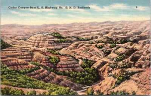 Cedar Canyon, North Dakota Badlands - 1950 Linen Postcard - Picture 1 of 2
