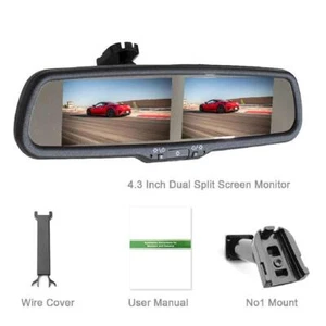 Monitor de espejo retrovisor de 4 canales 4,3"" 2 pantallas para retrovisor delantero de coche retrovisor - Imagen 1 de 9