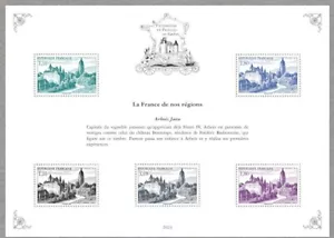 France 2023 heritage patrimoine jura ARBOIS church castle mill windmill ms5v mnh - Picture 1 of 1