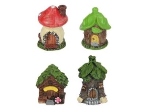 Miniature Fairy Garden House Mini Fairy House Cottage Mushroom House Set of 4 - Picture 1 of 7