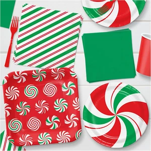 Peppermint Swirl Red & Green Christmas Candy Holiday Tableware - Variety Pack of - Picture 1 of 9