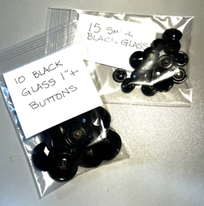 Lot of 25 Antique Black Glass Mourning Buttons 10 Medium and 15 Small ½" to 1"+ - Picture 1 of 11
