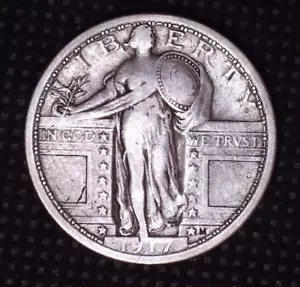 1917-P Quartiere Argento Liberty in Piedi 25(C) Varietà 1 #F106 Bei Dettagli - Foto 1 di 2