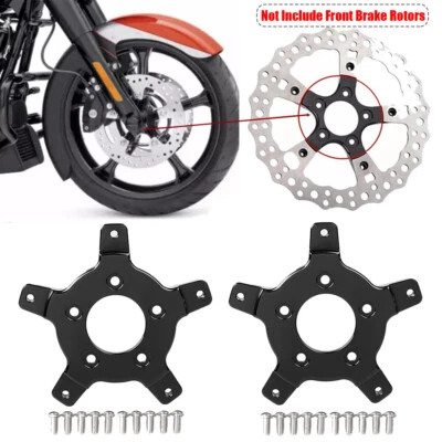 Black Brake Rotor 5-Bolt Hub Wheel Adapter Kit For Harley Street Glide Road King - Image 1 of 4