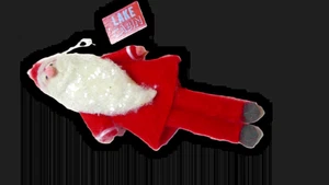 Capanna lago alta 12" feltro Babbo Natale ornamento natalizio barba scintillante - Foto 1 di 5