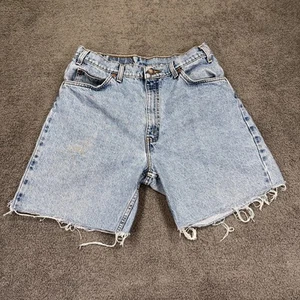 Vtg Levis 550 Shorts Mens 34 Blue Denim Orange Tab Distressed Cutoff Relaxed - Picture 1 of 12