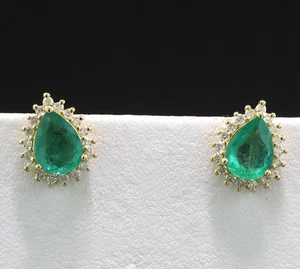 *EXCELENTE* Pendientes Esmeralda Brillante 2,00 quilates Oro 750 Valor 5.000 euros Nuevos - Imagen 1 de 3