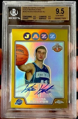 2008-09 Topps cromo Kosta Koufos 5/5 RC refractor dorado BGS 9,5 automático 10 242 cc17 Foto 1 de 3