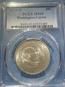 1953-S PCGS MS65 Washington/Carver Commemorative Half Dollar Free US Shipping - Picture 1 of 4
