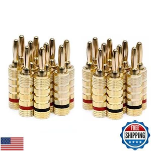 Monoprice 121820 24k Gold Plated Speaker Banana Plugs, Closed Screw Type (10 - Picture 1 of 4
