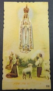 ALTE SELIGE JUNGFRAU VON FATIMA HIRTEN MIT SCHAFEN HEILIGE KARTE ANDACHTSBILD CC1791 - Bild 1 von 1