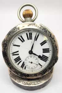 Antique Goliath Doxa pocket watch in unusual sterling stand case works - Picture 1 of 19
