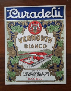 Vecchia etichetta liquore Curadelli vermouth bianco Canelli - Picture 1 of 1