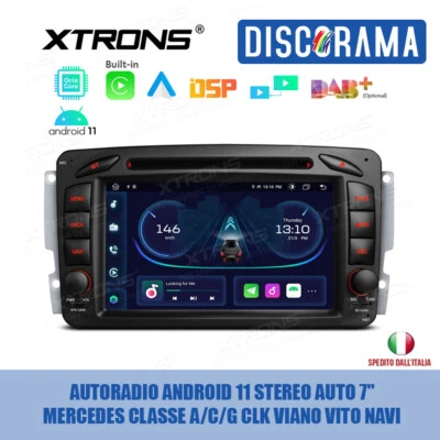 AUTORADIO ANDROID 11 STEREO AUTO 7" MERCEDES CLASSE A/C/G CLK VIANO VITO NAVI  - Immagine 1 di 4