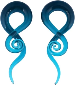 2 Pieces Glass Spiral Tapers Glitter Twist Stretchers Ear Gauges 4G 2G 0G 00G - Picture 1 of 7