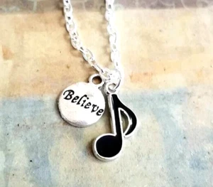 Collar Believe Octava Nota Joyería Steve Perry Collar Amante de la Música Regalo - Imagen 1 de 3