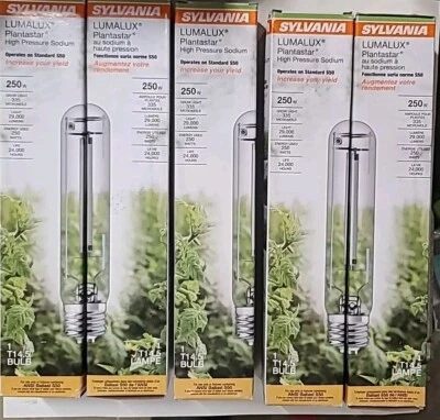 New Lot of 5 SYLVANIA 250W Plantastar High Pressure Sodium HID Grow Light Bulbs - Image 1 of 4